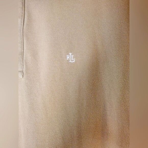 Lauren Ralph Lauren Polo 1X Sand Beige Shrtsl LRL Logo 100% Cotton Men's Shirt - Picture 5 of 7